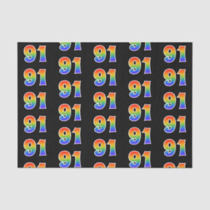 Papier Mousseline Fun Rainbow Spectrum Motif "91" Numéro d'événement