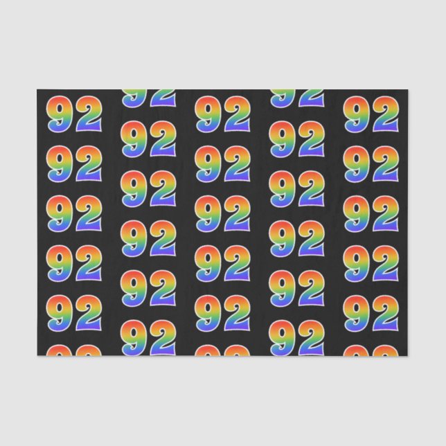 Papier Mousseline Fun Rainbow Spectrum Motif "92" Numéro d'événement (Recto)