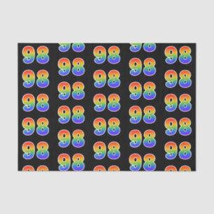 Papier Mousseline Fun Rainbow Spectrum Motif "98" Numéro d'événement