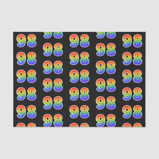 Papier Mousseline Fun Rainbow Spectrum Motif "98" Numéro d'événement (Recto)