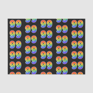 Papier Mousseline Fun Rainbow Spectrum Motif "99" Numéro de l'événem