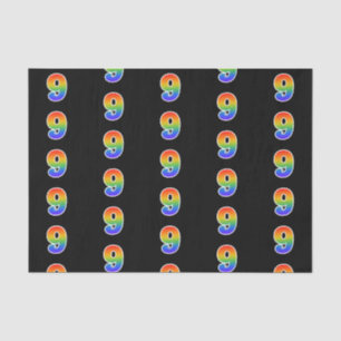 Papier Mousseline Fun Rainbow Spectrum Motif "9" Numéro d'événement