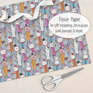 Papier Mousseline Fun Silly Snowmen Boire du cacao chaud