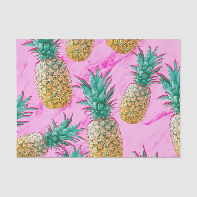 Papier Mousseline Fun Tropical Ananas & Pink Marble Chic Party (Recto)