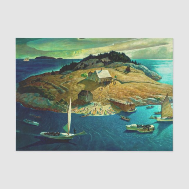 Papier Mousseline Funérailles de l'île par Newell Convers Wyeth (Recto)