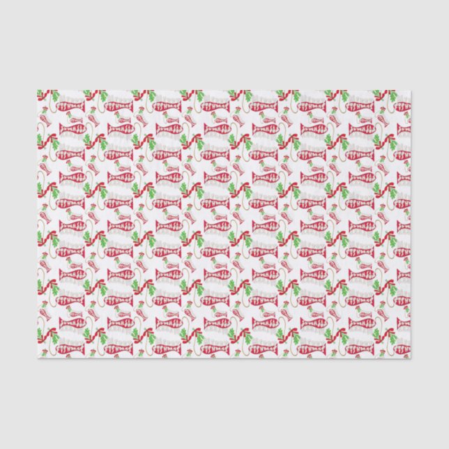 Papier Mousseline Funky Christmas Fishing Merry Fishmas ♫ (Recto)
