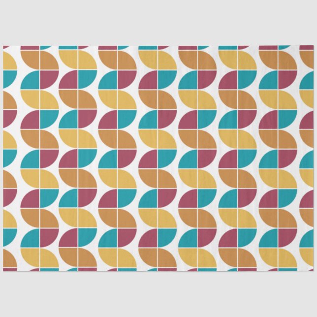 Papier Mousseline Funky coloré rétro les années 70 Vintage Motif géo (Recto)