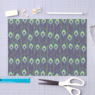 Papier Mousseline Funky Purple Lime Green Peacock Feather Decoupage
