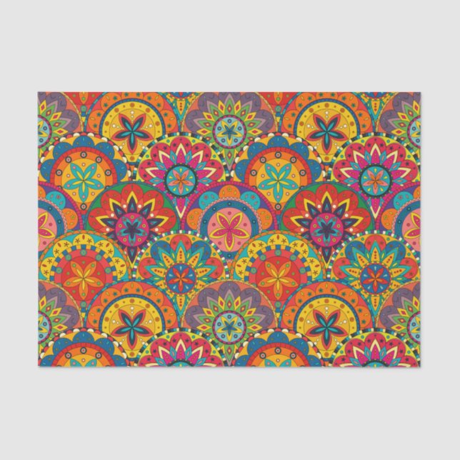 Papier Mousseline Funky Retro couleur Motif Mandala (Recto)