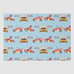 Papier Mousseline Funny Dinosaur voiture de course garçon anniversai