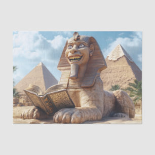 Papier Mousseline Funny Sphinx Statue Lecture Ancien Livre en Egypte