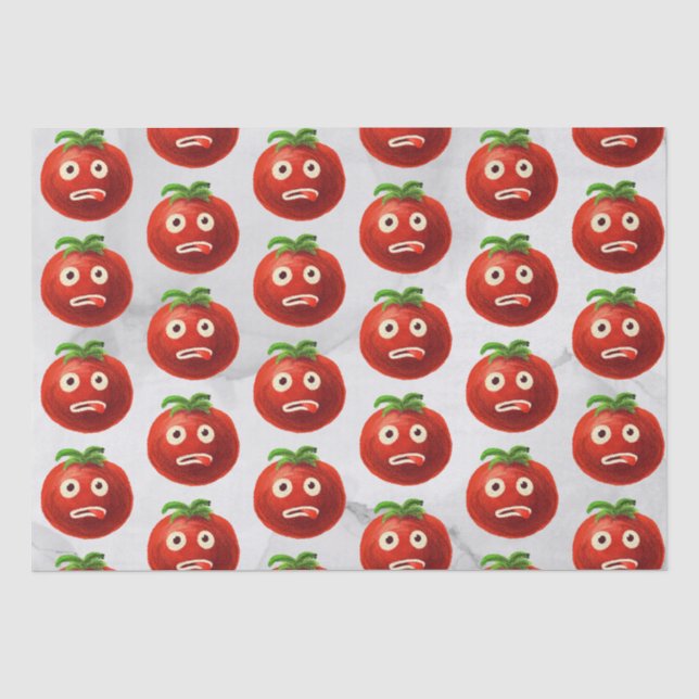 Papier Mousseline Funny Tomato Motif - Cartoon Vegetable Art (Recto)