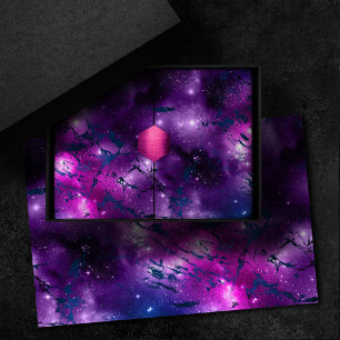 Papier Mousseline Galaxie Bleu cosmique Marbre pourpre et rose
