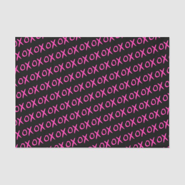 Papier Mousseline Galentine's Day XOXO noir rose (Recto)