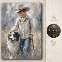 Garçon et chien de ranch découpage