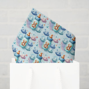 Papier Mousseline Garçons mignons bouteille carrelée baby shower