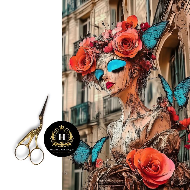 Papier Mousseline Gargoyle gothique Abstrait Bleu Papillon Découpage (Créateur téléchargé)