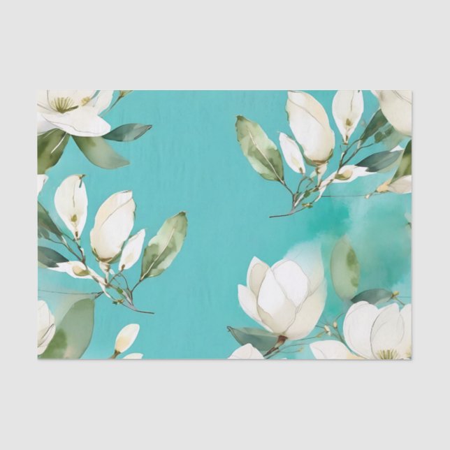 Papier Mousseline Garland de Magnolia blanc avec Eucalyptus (Recto)