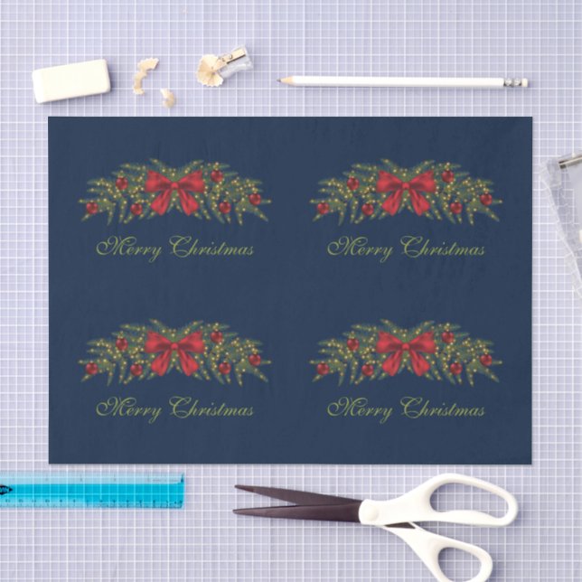 Papier Mousseline Garland De Noël Avec Bow Rouge Et Baubles (Artisanat)