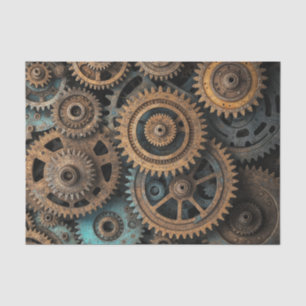 Papier Mousseline Gears de patine rouille - Découpage à vapeur