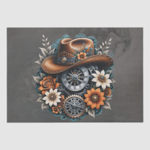 Papier Mousseline Gears en fleurs : Steampunk style cowboy.