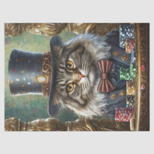 Papier Mousseline Gentleman Kitty, Chat fantaisiste jouant au Poker