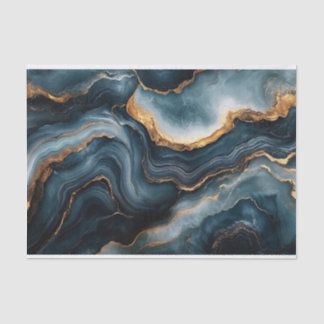 Papier Mousseline Géode d'Agate Gold Marine Bleu Marbre Découpage