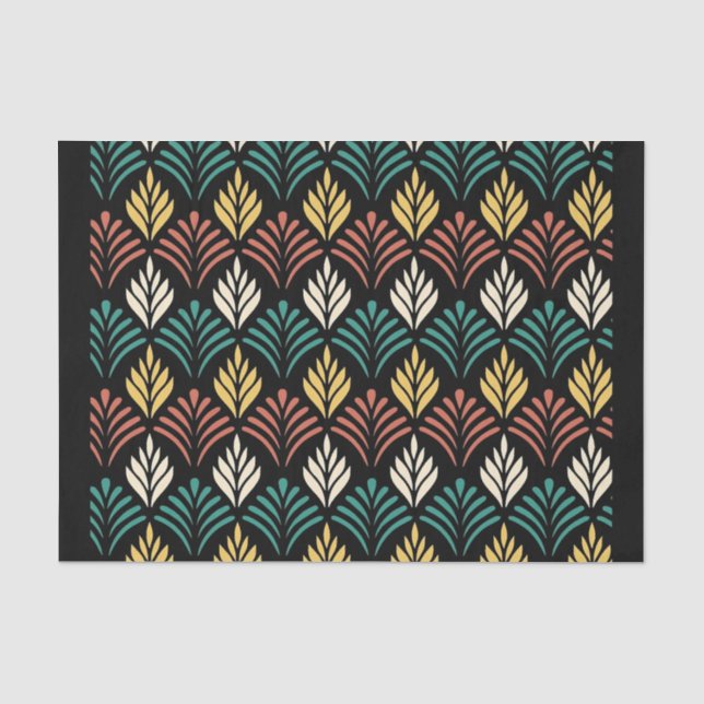 Papier Mousseline Geometric Leaf Pattern, Geometric Leaves Pattern,  (Recto)