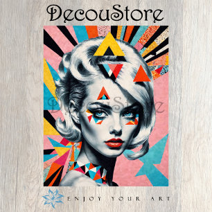 Papier Mousseline Geometric Muse – Femme d'Art Pop Moderne Decoupage
