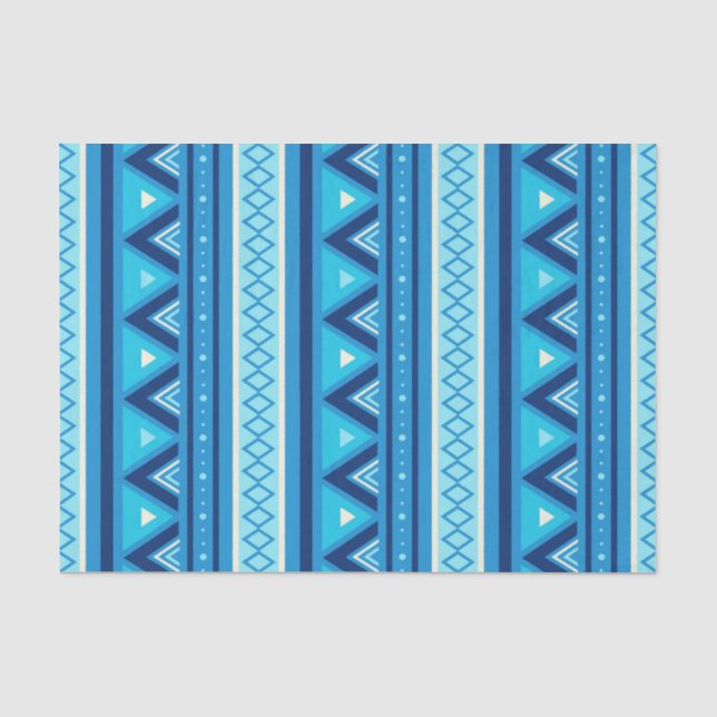 Papier Mousseline Géométrique du sud-ouest moderne, bleu et (Recto)