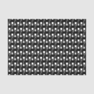 Papier Mousseline Géométrique métallique d'art déco - argent et noir