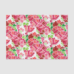 Papier Mousseline Géraniums roses et motif floral rouge
