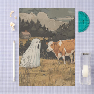 Papier Mousseline Ghost and Cow Halloween Farmhouse Tissue Paper