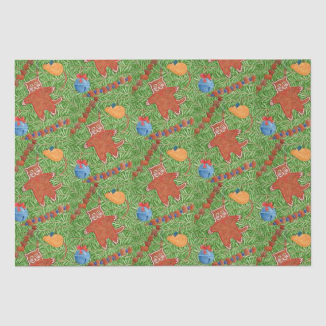 Papier Mousseline GINGERBREAD KITTY Tissu Paper (Recto)