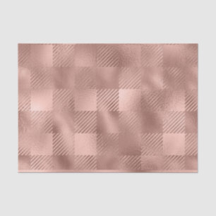 Papier Mousseline Gingham carreaux buffalo aspect feuille or rose