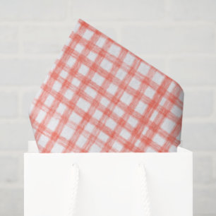 Papier Mousseline Gingham Dessiné Moderne Mignon Rouge Blanc Prépa
