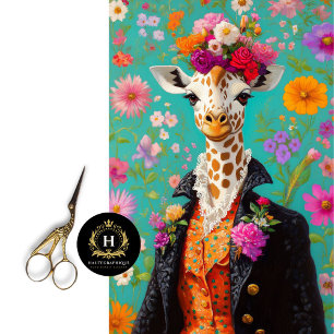 Papier Mousseline Girafe Découpe Florale Élégante