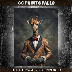 Papier Mousseline Girafe habillée victorienne avec cravate arc