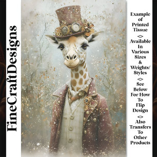 Papier Mousseline Girafe Steampunk Victorienne, Haut-de-forme CA4 Dé