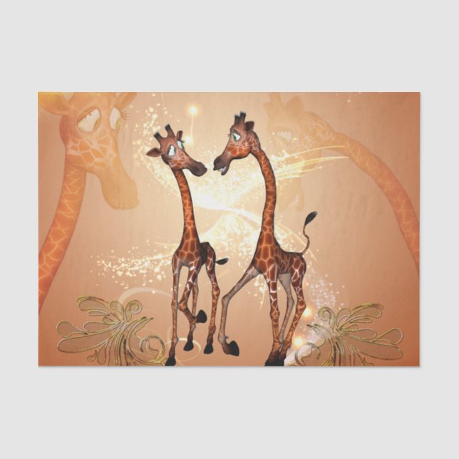 Papier Mousseline Girafes drôles de bande dessinée (Recto)