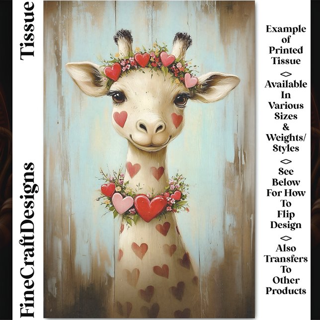 Papier Mousseline Giraffe exquise, Garland de coeur floral CH8 Décou (Créateur téléchargé)