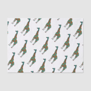 Papier Mousseline Giraffe Siloette Brown et Turquoise