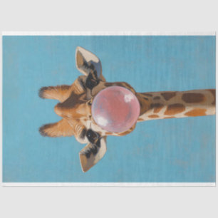 Papier Mousseline Giraffe soufflant Bubblegum rose bulle Découpage