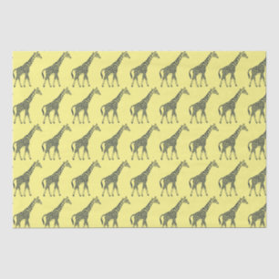 Papier Mousseline Giraffes sur Jaune