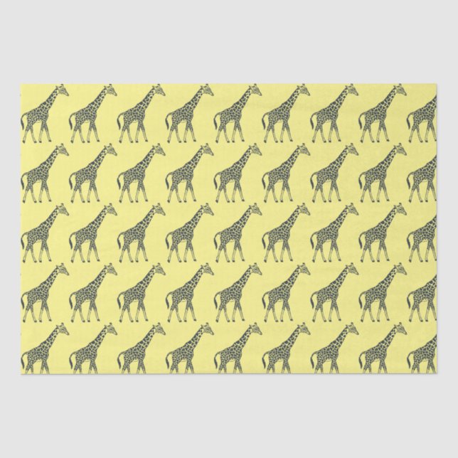 Papier Mousseline Giraffes sur Jaune (Recto)