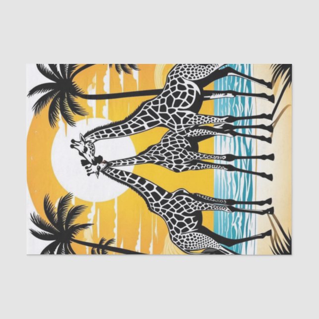 Papier Mousseline Giraffes sur la plage (Recto)
