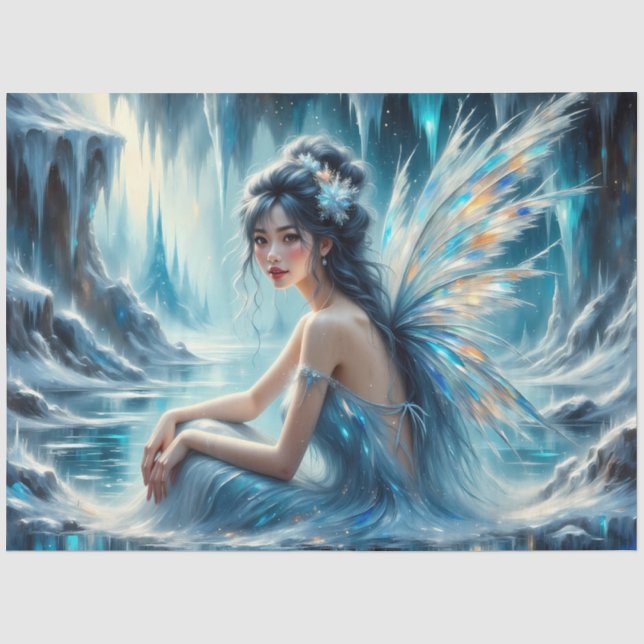 Papier Mousseline Glacier Bloom Ice Fairy Winter Fantasy Decoupage  (Recto)