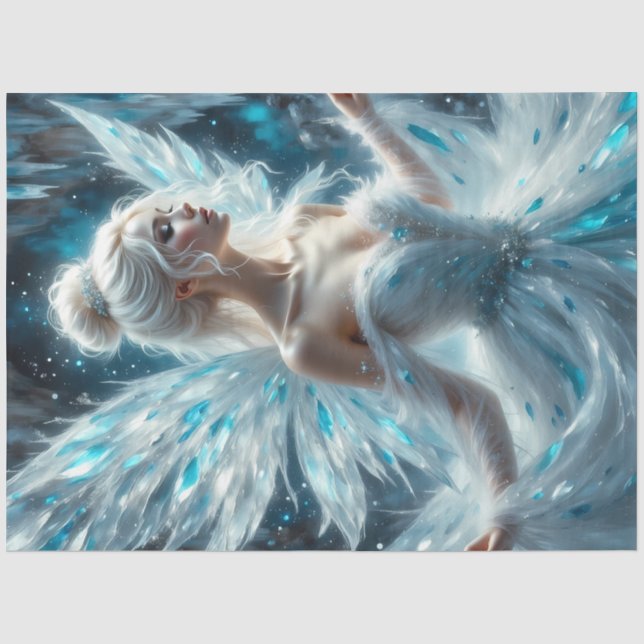 Papier Mousseline Glacier Queen Frost Fairy Winter Decoupage Paper (Recto)