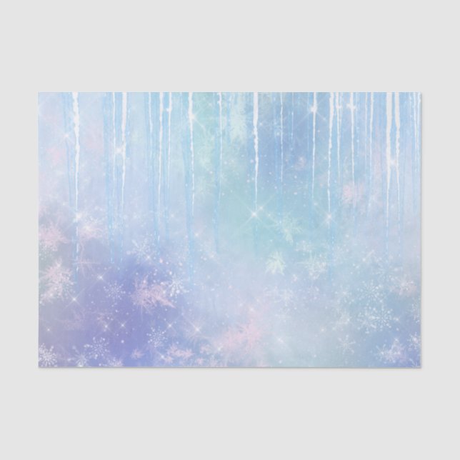 Papier Mousseline Glaçons Flocons de neige Cristaux Bleu Violet Anni (Recto)