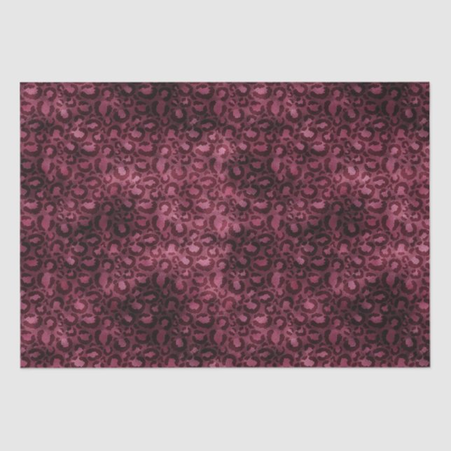 Papier Mousseline Glam Burgundy Empreinte de léopard (Recto)
